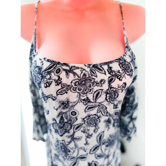 Whispered Petals Cold Shoulder Meadowcore boho wanderlust mini Dress - Picture 3 of 4